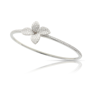 Petit Garden Bracelet in 18k White Gold with Diamonds, Medium Flower.