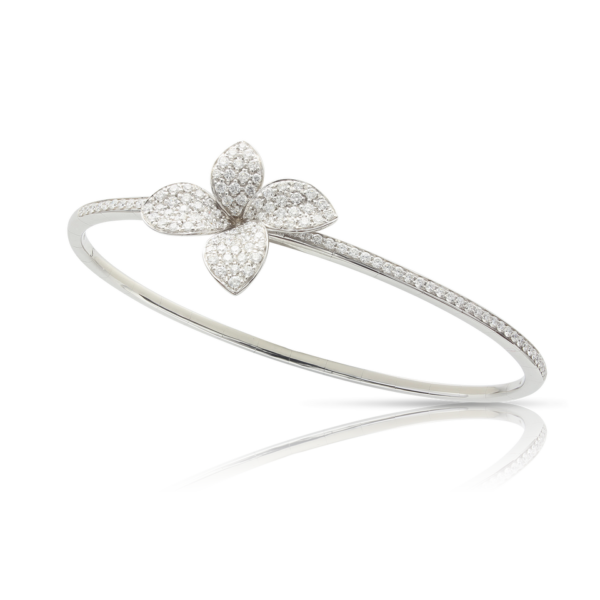 Petit Garden Bracelet in 18k White Gold with Diamonds, Medium Flower.