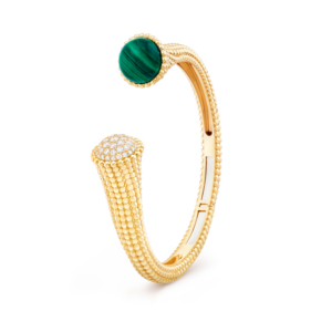 Perlée couleurs bracelet, large model 18K yellow gold, Diamond, Malachite