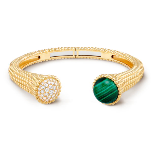 Perlée couleurs bracelet, large model 18K yellow gold, Diamond, Malachite - Image 3